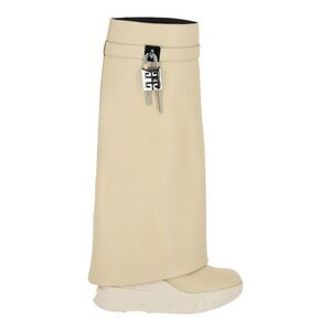 Givenchy Shark Lock Biker Boots In Grained Leather Beige Womens